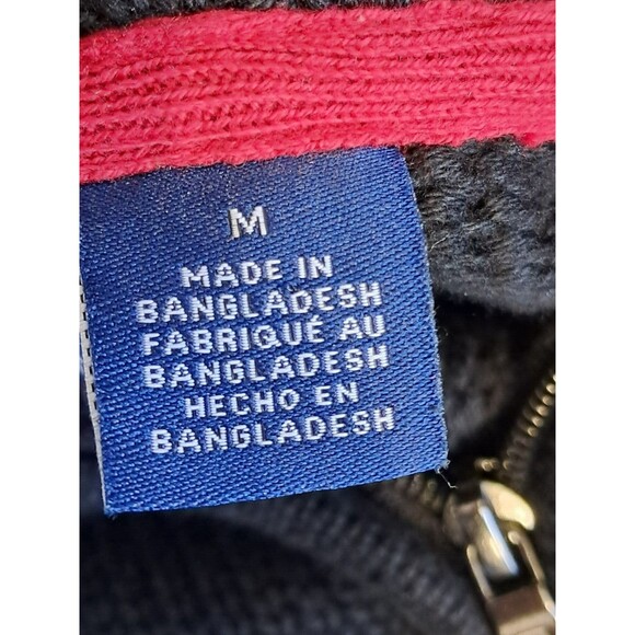 CHAPS Cable Knit Mens Medium1/4 Zip Black White Grandpa Sweater - Picture 10 of 11